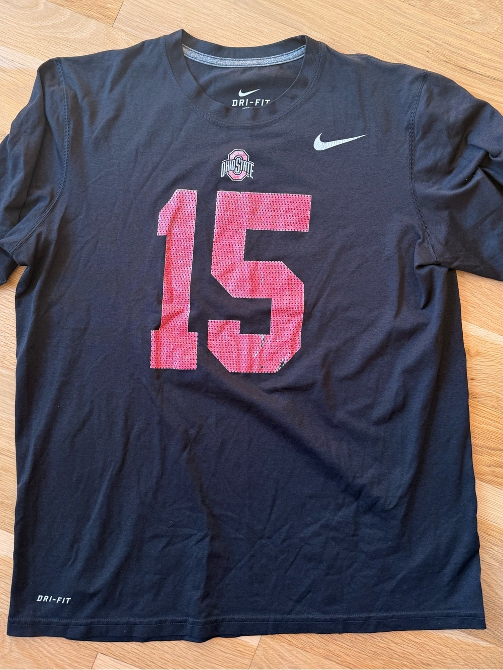 Nike Men’s Black Athletic Dri-FIT Shirt with Red '15' Graphic